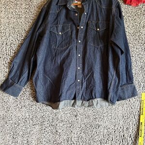 Cowboy Work Wear Men's 3XL Blue Denim Pearl Snap Western Shirt